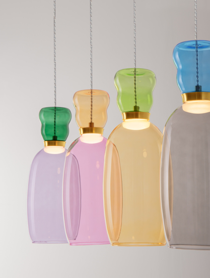 Lampadario per soggiorno 4 vetri multicolore led 32w 3000k