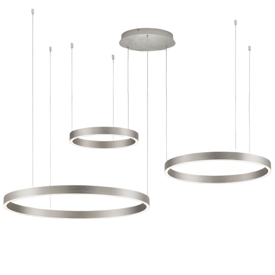 Lampadario moderno cerchi champagne argento per soggiorno