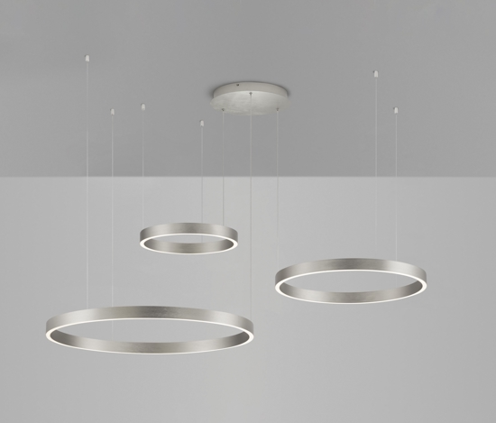 Lampadario moderno cerchi champagne argento per soggiorno
