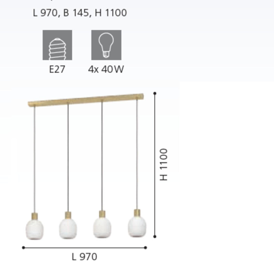Lampadario moderno binario 4 luci oro da tavolo