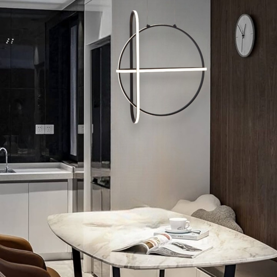 Lampadario nero per soggiorno moderno led 49w 3000k