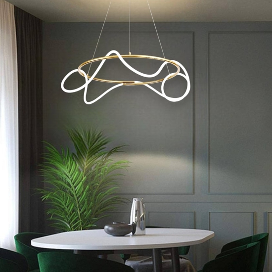 Lampadario oro per soggiorno moderno tubo led 43w 3000k