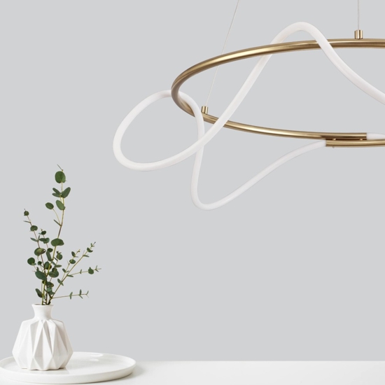 Lampadario oro per soggiorno moderno tubo led 43w 3000k