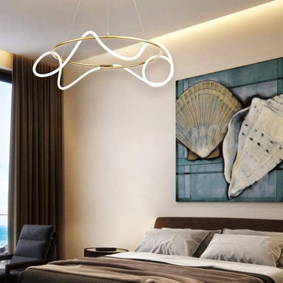 Lampadario oro per soggiorno moderno tubo led 43w 3000k