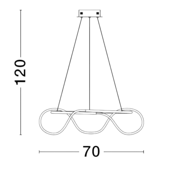 Lampadario oro per soggiorno moderno tubo led 43w 3000k