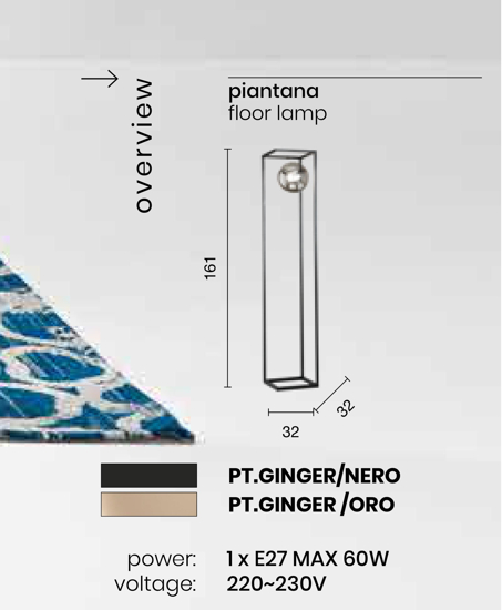 Piantana pt ginger nera ondaluce design minimale moderna diffusore vetro