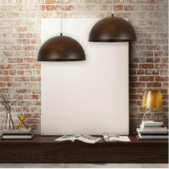 Lampadario per cucina vintage cupola marrone corten
