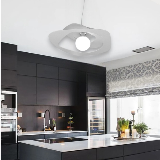 Lampadario per cucina 65cm moderna grigio toplight warped