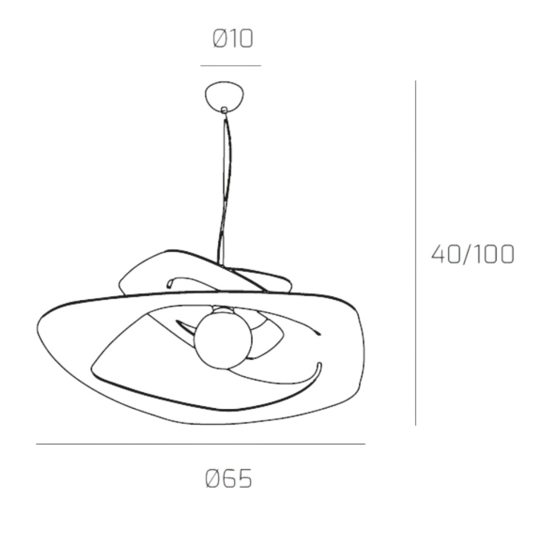 Lampadario per cucina 65cm moderna grigio toplight warped