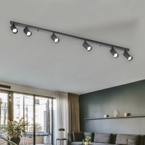 Plafoniera nera da cucina con 6 faretti orientabili isyluce