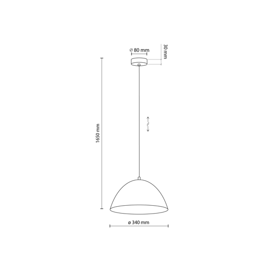 Lampadario per cucina moderna cupola ocra 34cm
