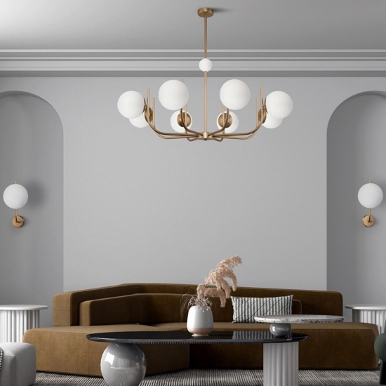 Maytoni lampadario oro ottone 8 luci per soggiorno salotto