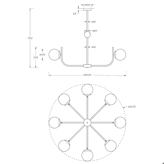 Maytoni lampadario oro ottone 8 luci per soggiorno salotto