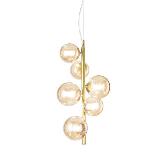 Perlage sp6 lampadario ideal lux sfere vetro ambra