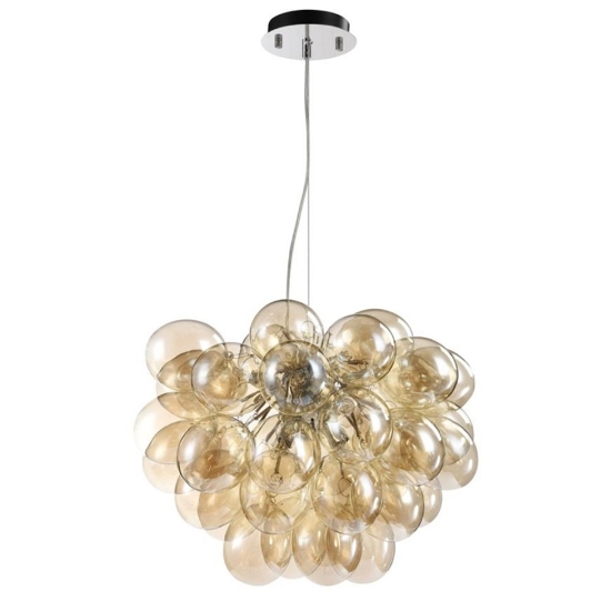 Maytoni lampadario grappolo balbo vetri ambra trasparenti per soggiorno