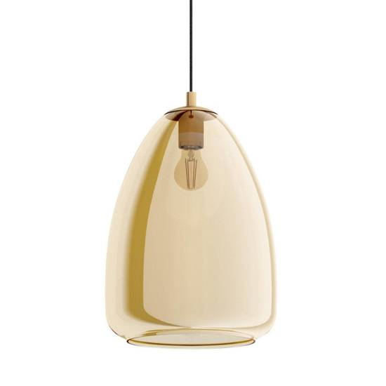 Lampadario oro vetri ambra per soggiorno