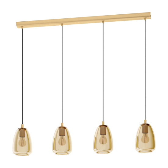 Lampadario oro vetri ambra per soggiorno