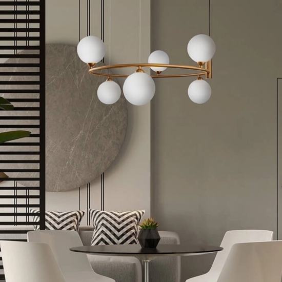 Lampadario per soggiorno moderno ring oro maytoni