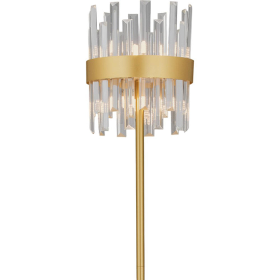 Lampada da terra elegante contemporanea in cristallo e finitura ottone