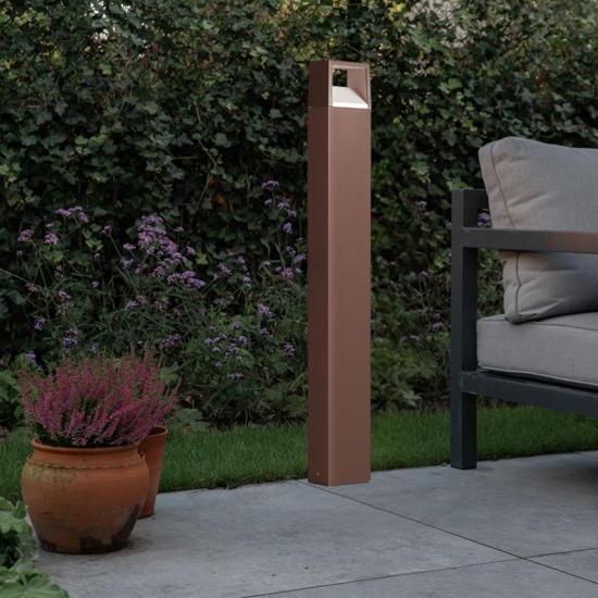 Lampione da giardino gea luce led 9w marrone corten ip54 h100 cm