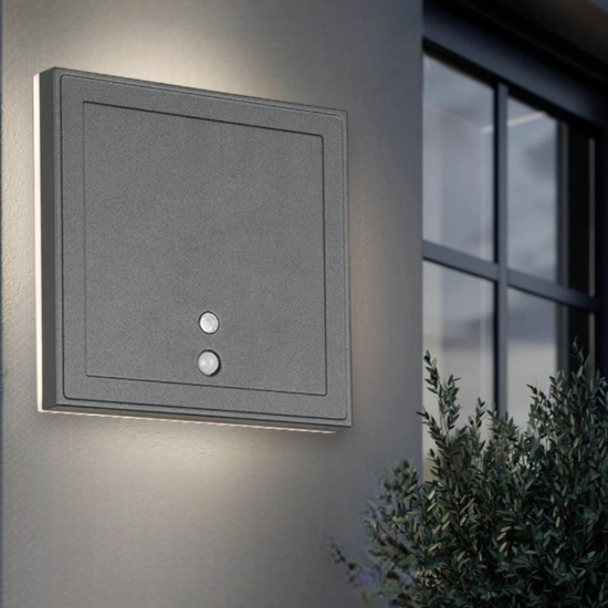 Applique quadrata da esterno led 2w sensore di movimento