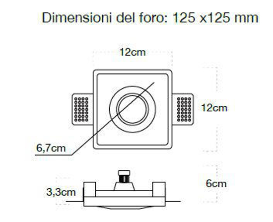 Faretto da in casso in gesso per controsoffitto gu10