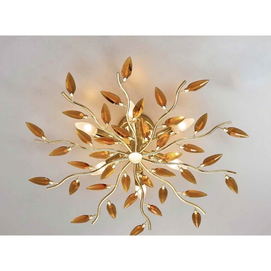 Affralux crystallivs plafoniera oro cristalli ambra