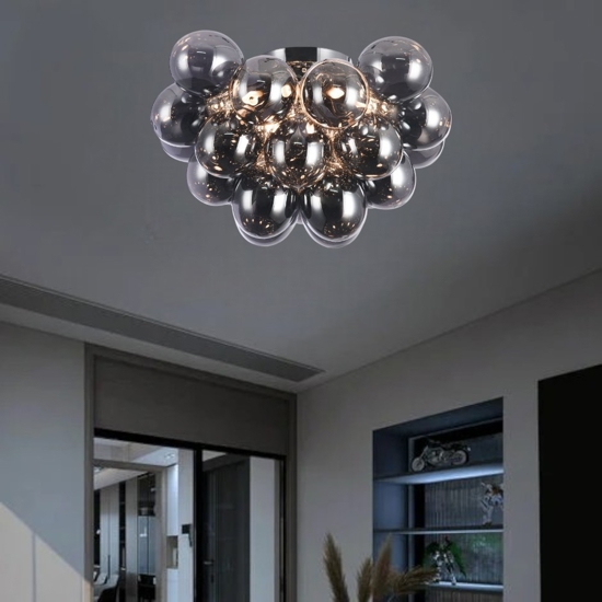 Maytoni plafoniera per cucina moderna balbo cromo sfere vetri fume