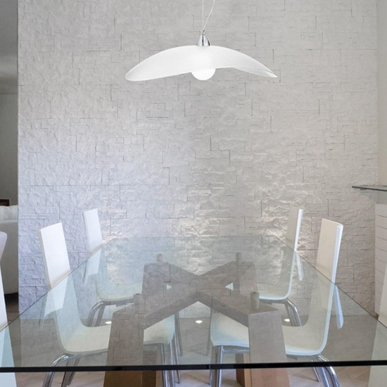 Lampadario per cucina moderna vetro bianco design