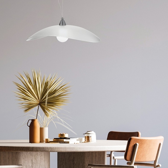 Lampadario per cucina moderna vetro bianco design