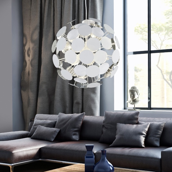 Lampadario bianco sfera per soggiorno moderno