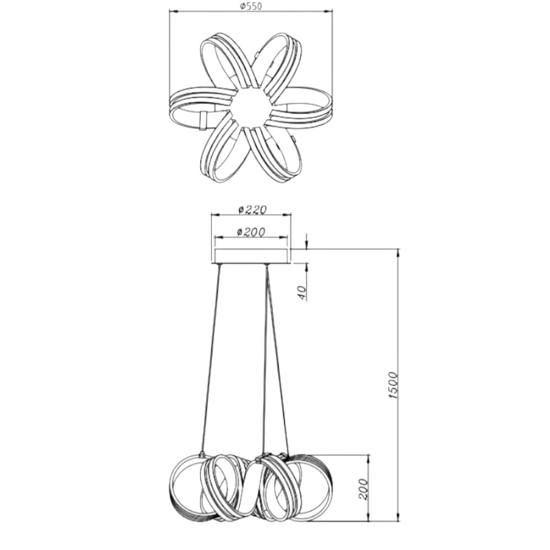 Lampadario camera da letto led 38w 3000k dimmerabile