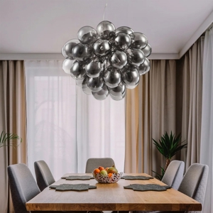 Lampadario per soggiorno moderno maytoni grappolo vetri fume trasparenti