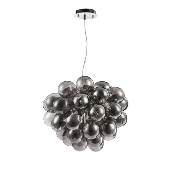 Lampadario balbo per soggiorno moderno maytoni grappolo vetri fume trasparenti