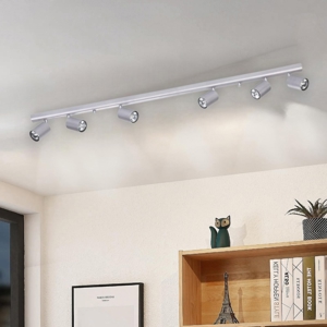Plafoniera moderna grigia led con 6 faretti orientabili