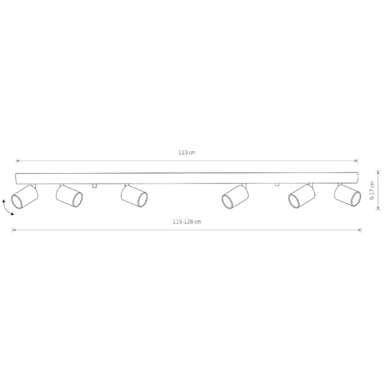 Plafoniera moderna grigia led con 6 faretti orientabili