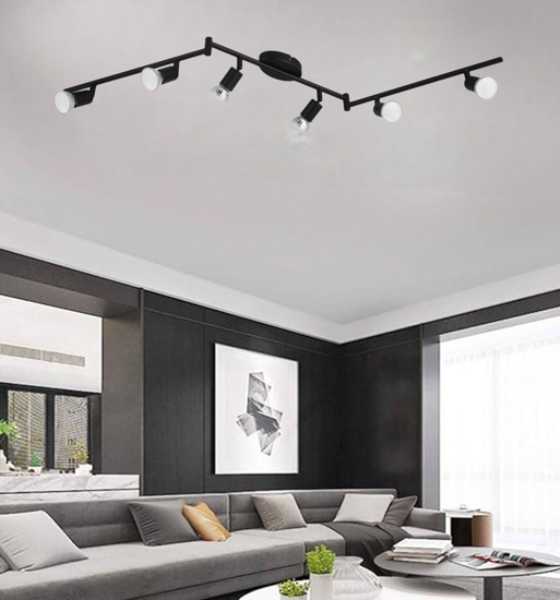 Plafoniera moderna con luci spot orientabili nera