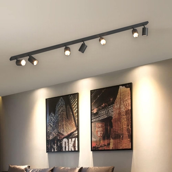 Plafoniera moderna toplight nero 7 faretti led orientabili
