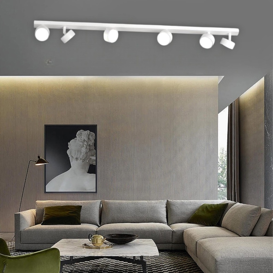 Plafoniera bianca 6 luci orientabili per cucina toplight