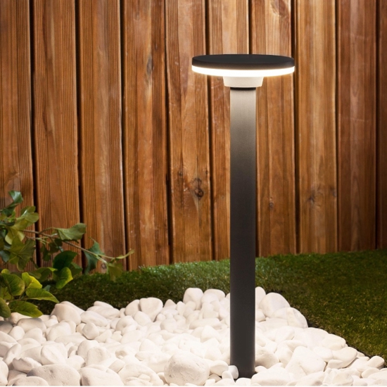 Lampione per esterno moderno per giardino antracite led 12w 3000k