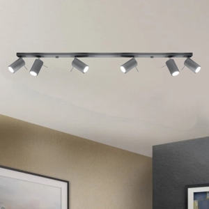 Plafoniera moderna grigia con faretti orientabili led gu10