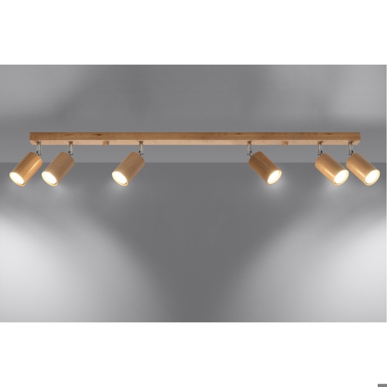 Plafoniera di legno 120cm con 6 faretti orientabili