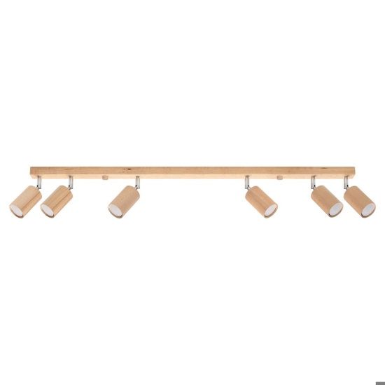 Plafoniera di legno 120cm con 6 faretti orientabili