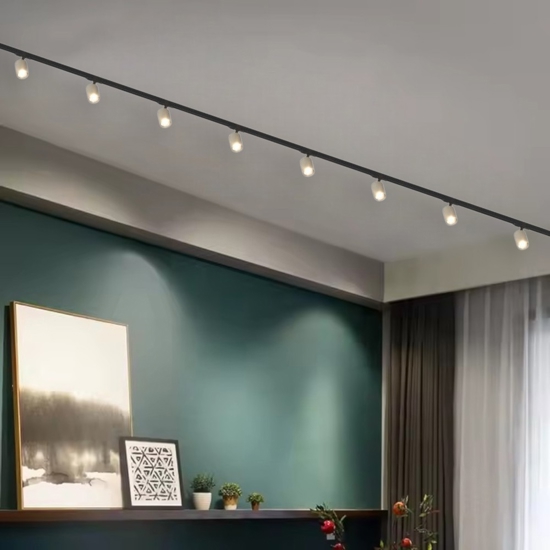 Sistema binario 300cm sabbia monofase elettrificato nero con 8 spot