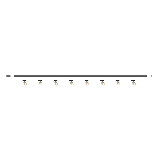 Sistema binario 300cm sabbia monofase elettrificato nero con 8 spot
