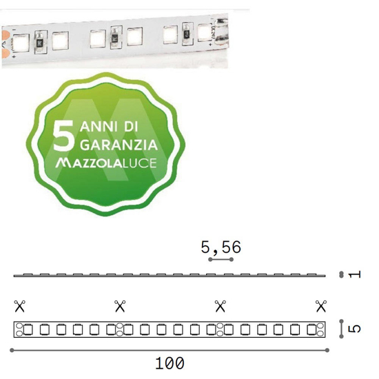 Striscia led 15w-mt 3000k 24v cri90 bobina 5mt ideal lux