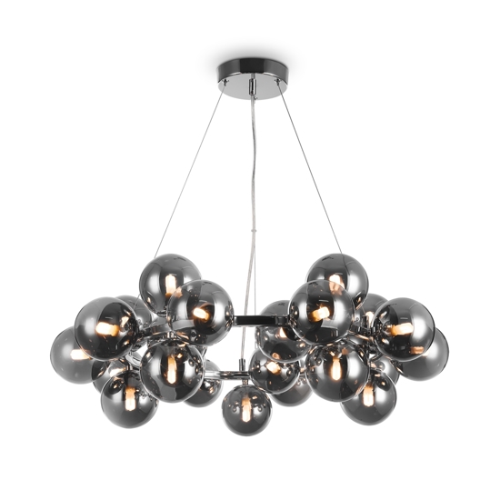 Maytoni lampadario dallas circolare per soggiorno sfere vetro fume trasparenti