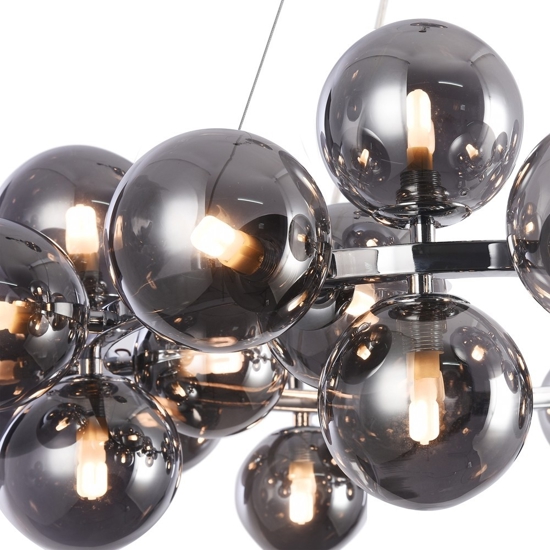 Maytoni lampadario dallas circolare per soggiorno sfere vetro fume trasparenti