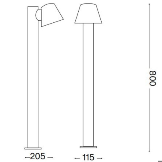 Ideal lux gas pt1 lampione da giardino nero moderno
