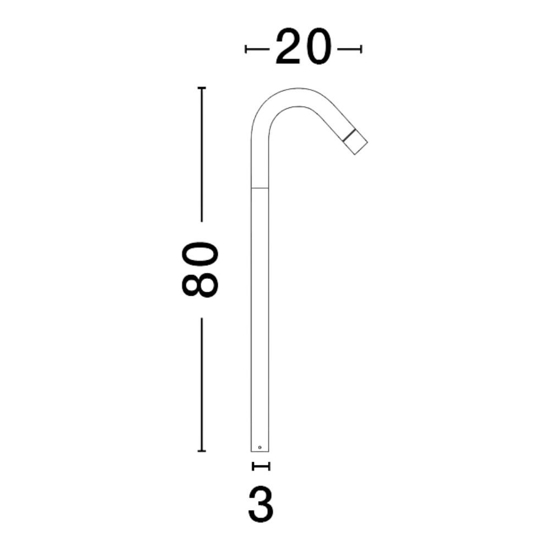 Lampione led curvo 80cm nero per giardino anti corrosione